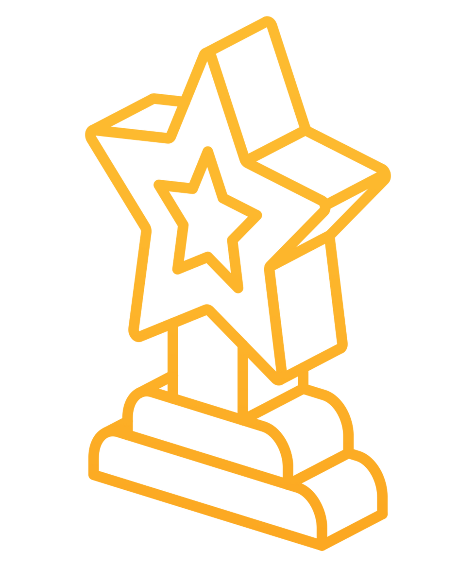 Yellow isometric icon displaying a star trophy