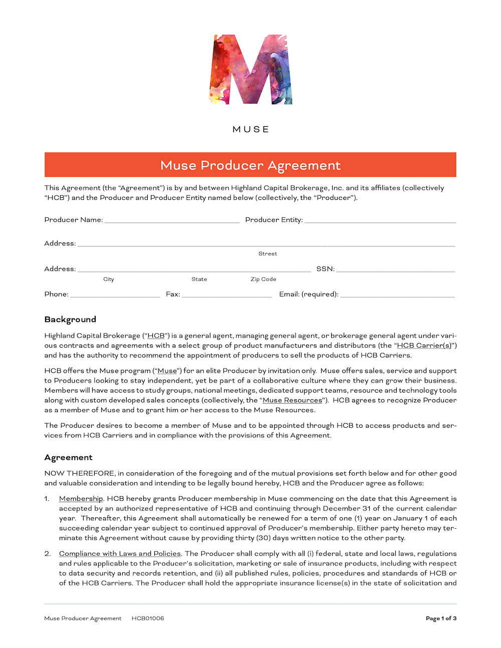 Producer Agreement
