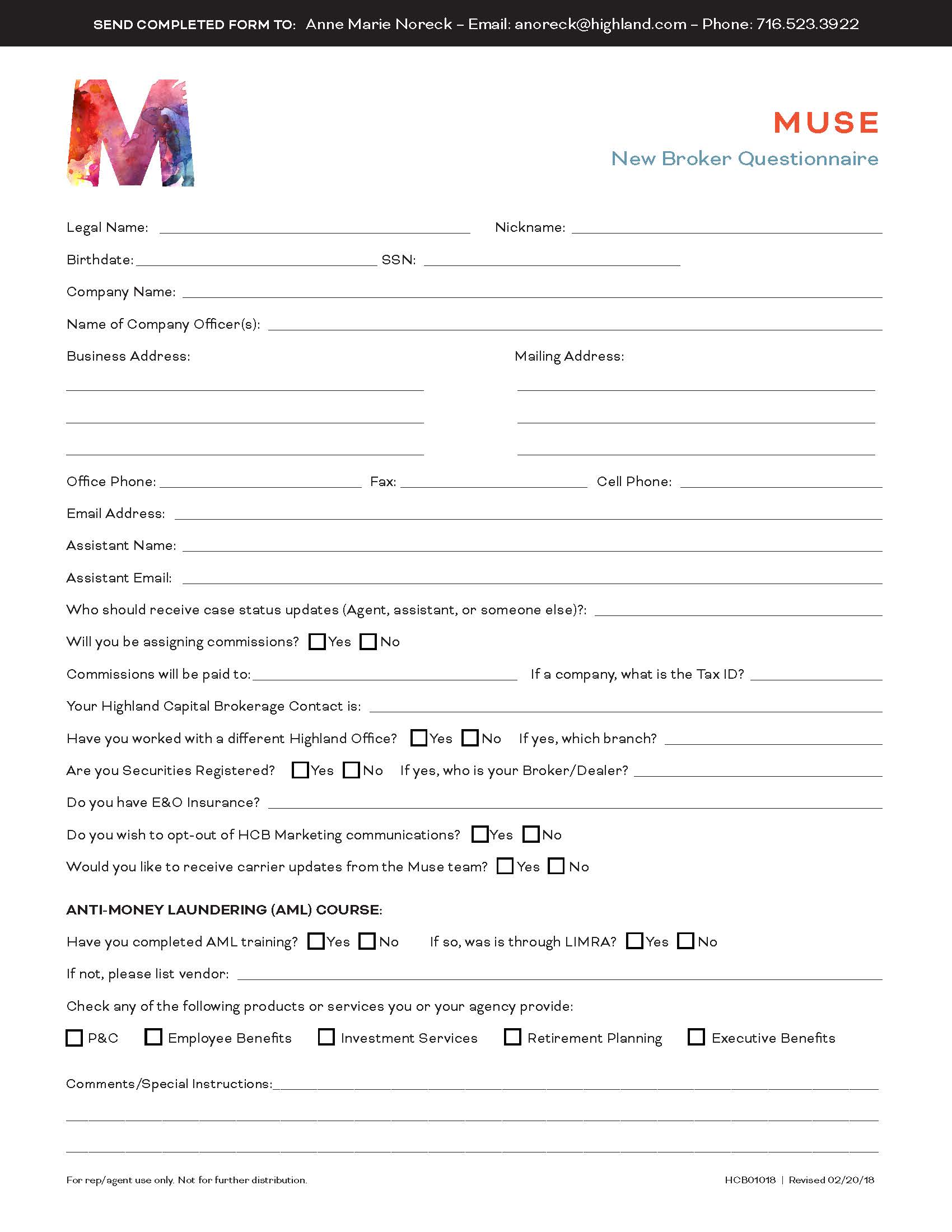 New Broker Questionnaire