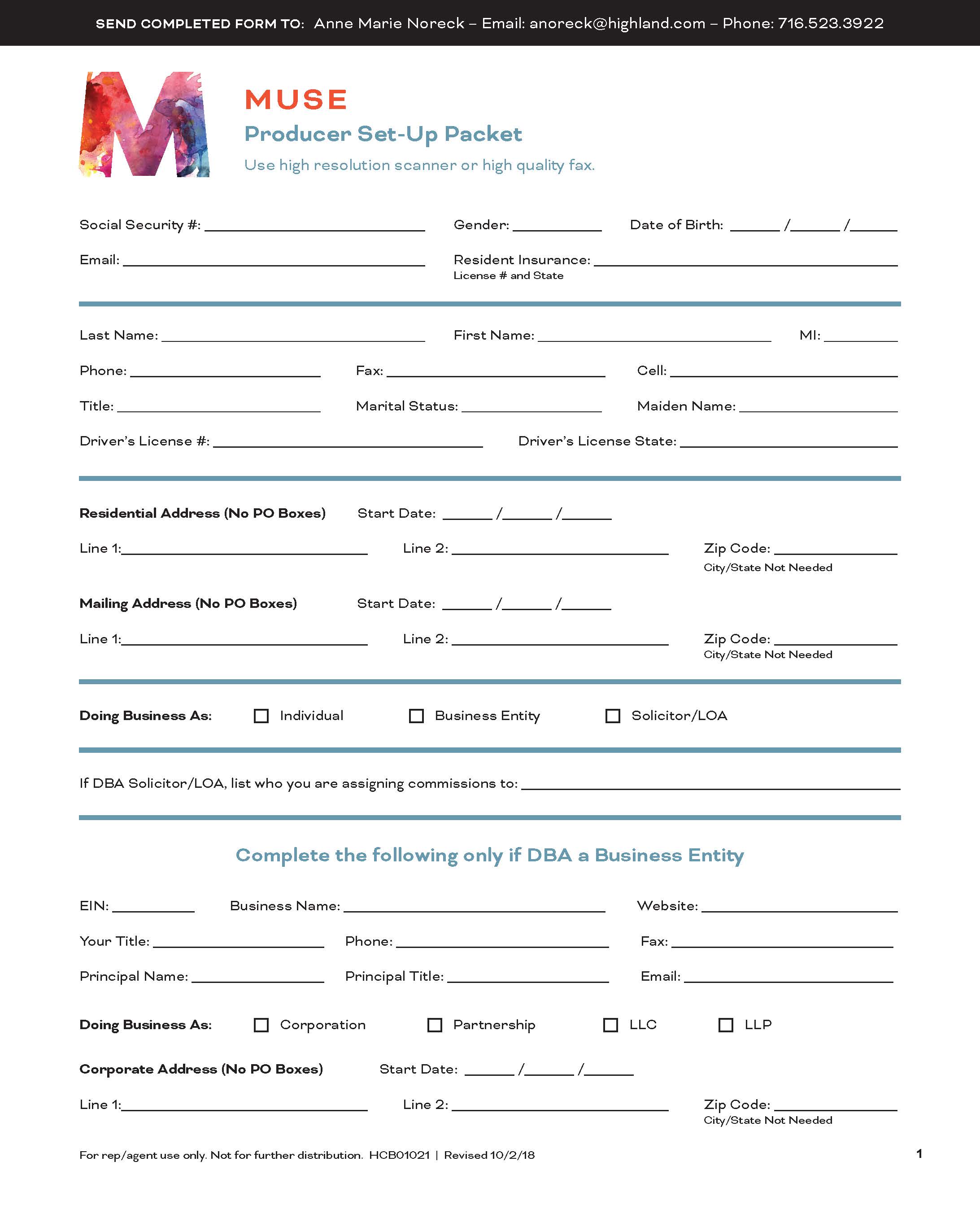 Producer Set-up Packet